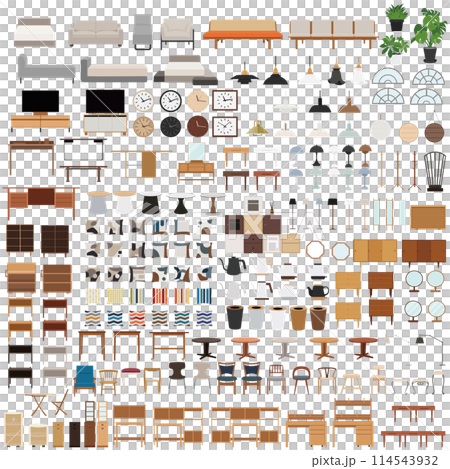 Set of illustrations of interior and home materials icons perfect for your new life Vector 114543932