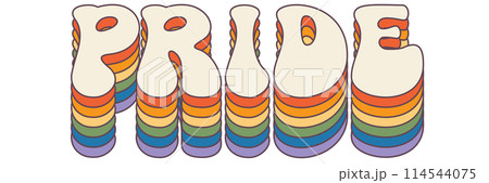 Groovy rainbow lettering Pride slogan. Retro vintage slogan LGBT and LGBTQ. Calligraphy quote old style. Trendy groovy print design for posters, cards, tee and covers in retro groovy 60s 70s style Groovy rainbow lettering Pride slogan. Retro vintage slogan LGBT and LGBTQ. Calligraphy quote old style. Trendy groovy print design for posters, cards, tee and covers in retro groovy 60s 70s style 114544075