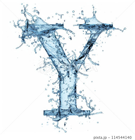 Letter Y. Water splashes alphabet isolated on a white background. 114544140
