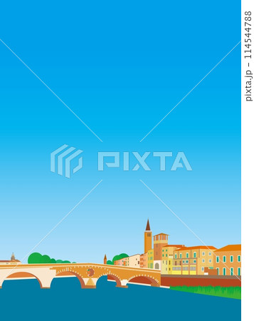 ヴェローナ verona ピエトラ橋 ponte pietra アディジェ川 イタリア ヴェローナ verona ピエトラ橋 ponte pietra アディジェ川 イタリア 114544788