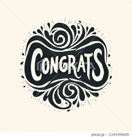 A colorful Logo with the word Congrats written...のイラスト素材 [114544809 ...