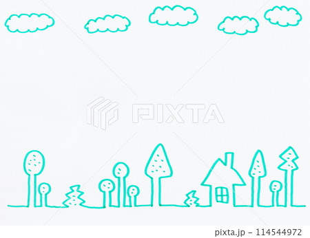 手書きの背景フレーム素材 114544972