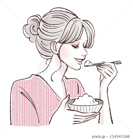 食事 / 食べる / 食事をする女性 / いただきます/ ダイエット / 食事制限 / 糖質制限 / 114545166