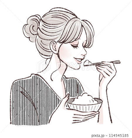 食事 / 食べる / 食事をする女性 / いただきます/ ダイエット / 食事制限 / 糖質制限 / 114545185