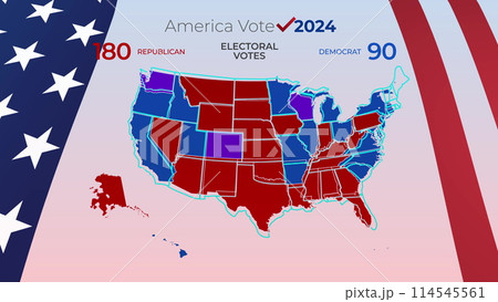 3d animation united states vote politics. Divided republicans and democrats president or parliament election. USA election vote animation isolated. 114545561