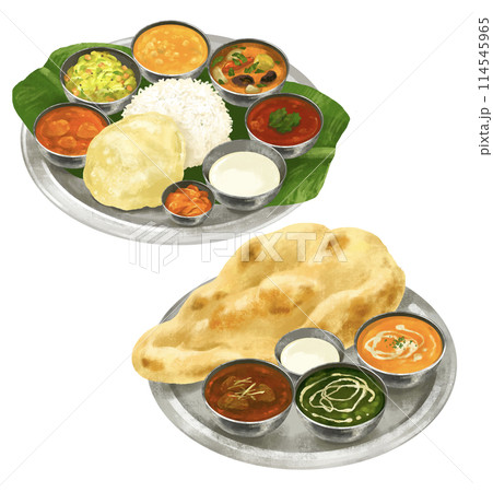 ミールス ナンとカレーのセット 南インド料理と北インド料理 ミールス ナンとカレーのセット 南インド料理と北インド料理 114545965