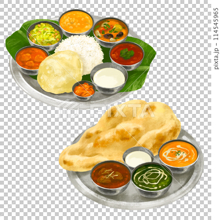 ミールス ナンとカレーのセット 南インド料理と北インド料理 ミールス ナンとカレーのセット 南インド料理と北インド料理 114545965