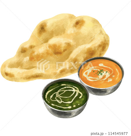 ナンとカレーのイラスト 114545977