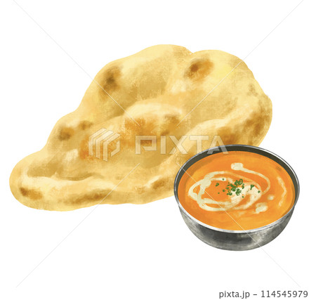 ナンとカレーのイラスト 114545979