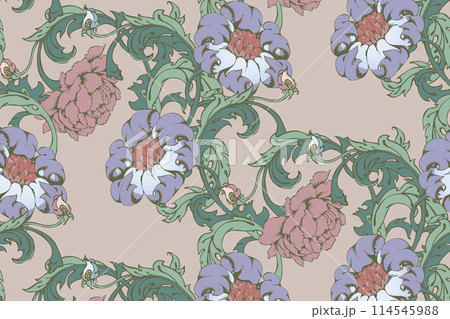 Victorian seamless floral pattern. Suitable for fabric, wrapping paper and the like Victorian seamless floral pattern. Suitable for fabric, wrapping paper and the like 114545988
