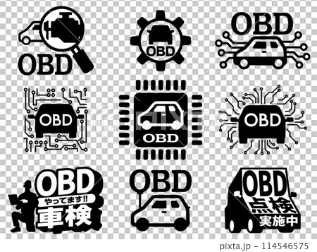OBD inspection illustration icon set 114546575