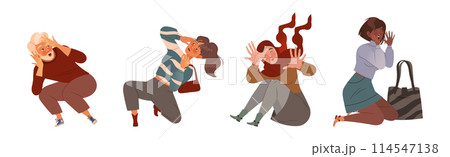 Afraid People Character Scared and Terrified Dodge Vector Set Afraid People Character Scared and Terrified Dodge Vector Set 114547138