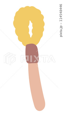 Wood bamboo brush in flat design. Washing, cleaning and scrubbing accessory. Vector illustration isolated. 114548446