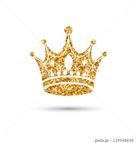 Gold glitter crown on a white background. Magic royal crown. Vector 114548639