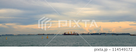ocean liner, tanker and Cargo Ship in Singapore Strait. ocean liner, tanker and Cargo Ship in Singapore Strait. 114549172