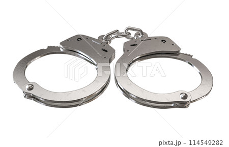 Open metal handcuffs on transparent background Open metal handcuffs on transparent background 114549282