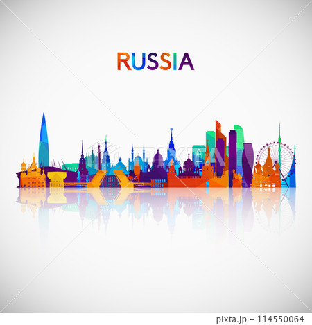 Russia skyline silhouette in colorful geometric style.  114550064