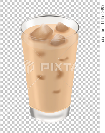 透明玻璃杯中的冰咖啡拿鐵(冰咖啡拿鐵) 透明玻璃杯中的冰咖啡拿鐵(冰咖啡拿鐵) 114550495