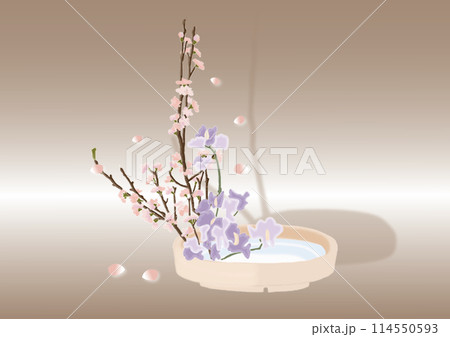 桜とスイートピーの生け花 114550593