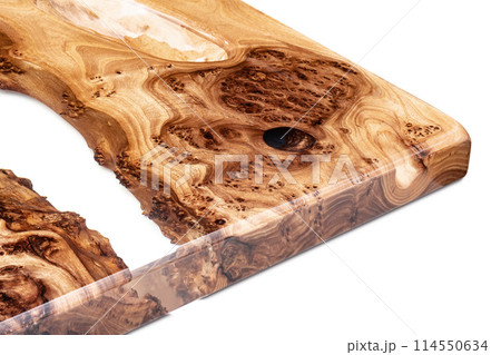 Live edge elm burl slab table top with central epoxy resin river Live edge elm burl slab table top with central epoxy resin river 114550634