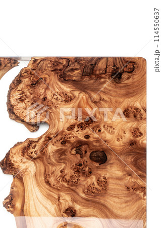 Live edge elm burl slab table top with central epoxy resin river Live edge elm burl slab table top with central epoxy resin river 114550637
