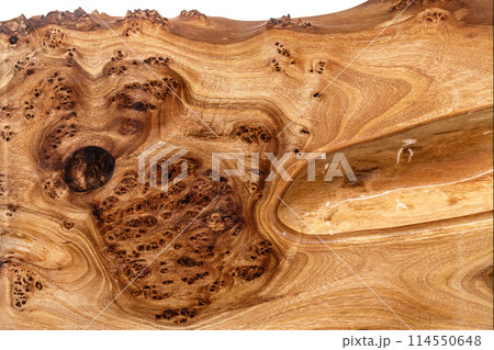 Texture of elm burl slab table top Texture of elm burl slab table top 114550648