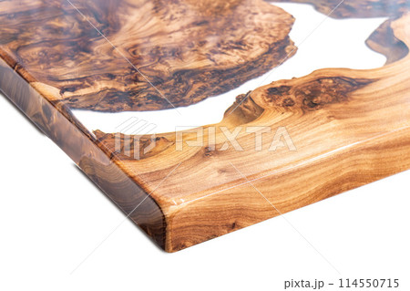 Live edge elm burl slab table top with central epoxy resin river Live edge elm burl slab table top with central epoxy resin river 114550715