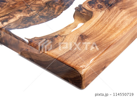 Live edge elm burl slab table top with central epoxy resin river Live edge elm burl slab table top with central epoxy resin river 114550719