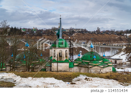 March 22, 2024. Russia. Tver region. Pyatnitskaya Church in the city of Staritsa. 114551434