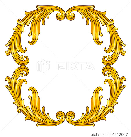 Floral frame in baroque style. Decorative curling plant. 114552007