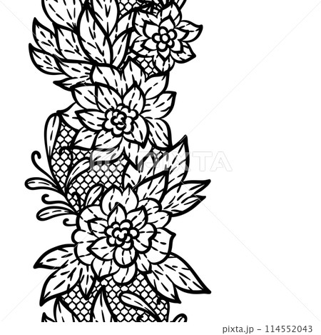 Lace pattern with flowers. Embroidery handmade decoration. Lace pattern with flowers. Embroidery handmade decoration. 114552043