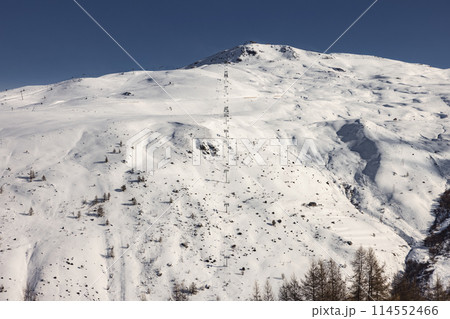 French Alp slope with ski lift French Alp slope with ski lift 114552466