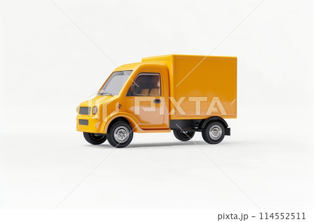 3d-rendered image of a vibrant yellow delivery van isolated on a pure white backdrop 3d-rendered image of a vibrant yellow delivery van isolated on a pure white backdrop 114552511