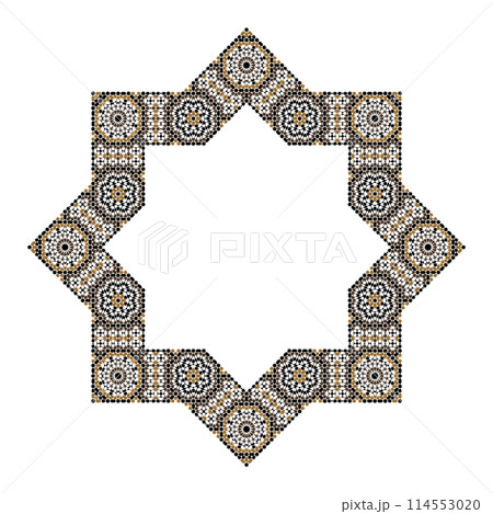 Decorative octagonal star with an ornament in Arabic style 114553020