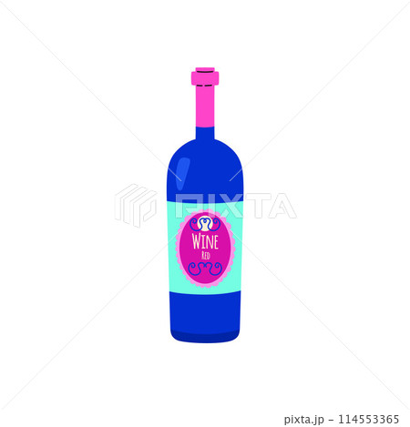 Vector illustration of a bottle of red wine in an label on a white background 114553365