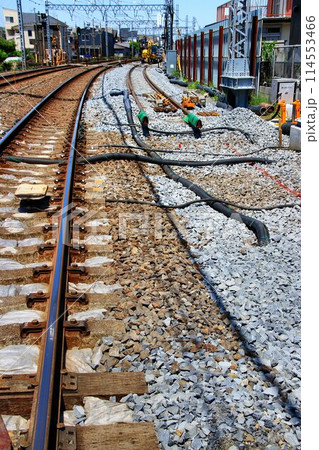 進む準備段階… 高架化に向け線路切替工事を目前に控えた『春日部～北春日部駅間』上り本線 114553466