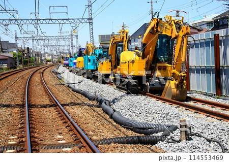 進む準備段階… 高架化に向け線路切替工事を目前に控えた『春日部～北春日部駅間』上り本線 114553469