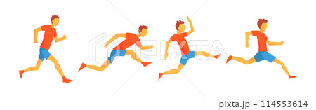 Man Run Marathon Race Moving Fast and Sprinting Vector Set Man Run Marathon Race Moving Fast and Sprinting Vector Set 114553614