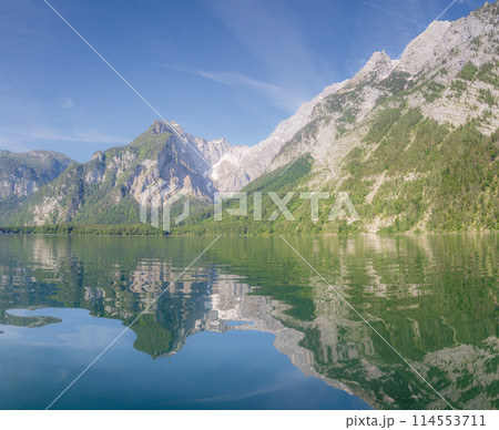 Konigsee lake near Jenner mount in Berchtesgaden National Park, Alps Germany 114553711