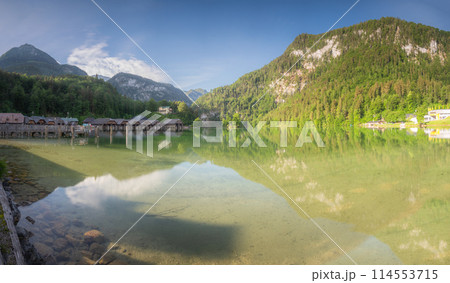 Passenger boat station, pier or dock on Konigsee lake in Berchtesgaden, Germany Passenger boat station, pier or dock on Konigsee lake in Berchtesgaden, Germany 114553715