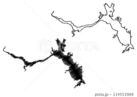 Lake Abiquiu Reservoir (United States of America, North America, us, usa, New Mexico) map vector illustration, scribble sketch Abiquiu Dam map Lake Abiquiu Reservoir (United States of America, North America, us, usa, New Mexico) map vector illustration, scribble sketch Abiquiu Dam map 114553989