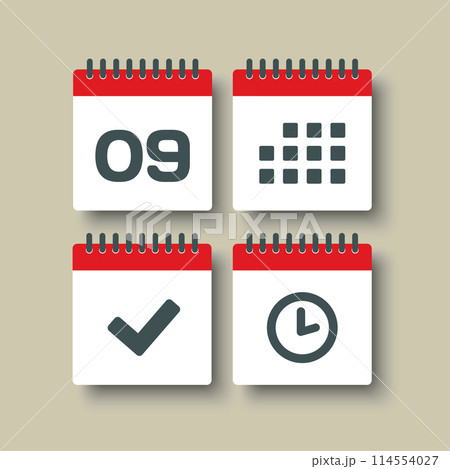 Icon page calendar - 9 day, agenda, timer, done 114554027