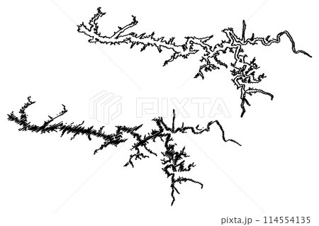 Lake Fontana Reservoir (United States of America, North America, us, usa, North Carolina) map vector illustration, scribble sketch Fontana Dam map Lake Fontana Reservoir (United States of America, North America, us, usa, North Carolina) map vector illustration, scribble sketch Fontana Dam map 114554135