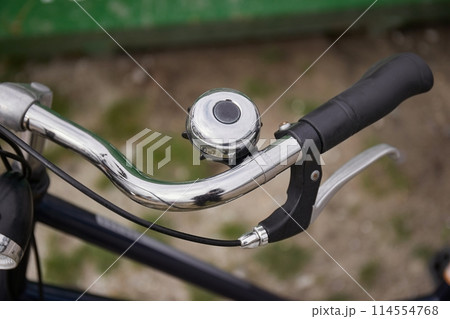 Bicycle closeup detail with bell Bicycle closeup detail with bell 114554768