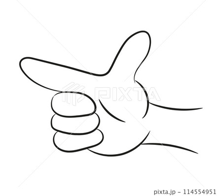Simple and expressive hand doodle featuring a pointing finger, conveying guidance, direction, and instruction. 114554951