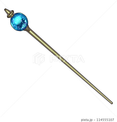 青い宝玉のついた魔法使いの杖 フチあり 青い宝玉のついた魔法使いの杖 フチあり 114555107