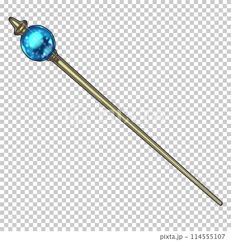 青い宝玉のついた魔法使いの杖 フチあり 青い宝玉のついた魔法使いの杖 フチあり 114555107