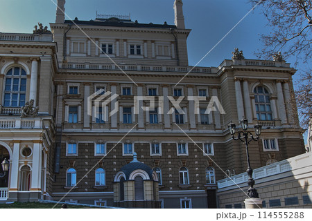 Odessa National Academic Opera and Ballet Theater. The theater was built in 1809 and took 5 years to build. By tragic accident, it burned to the ground in 1873. 114555288