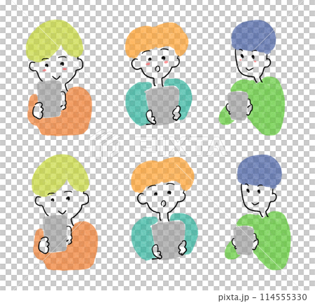スマホを見ている人物のイラスト 114555330