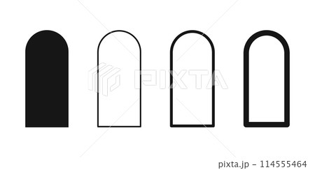 Set of arch shapes. Elegant templates for wedding invitation or greeting cards, business brochures, event or party banners in archway form isolated on white background. Vector graphic illustration 114555464